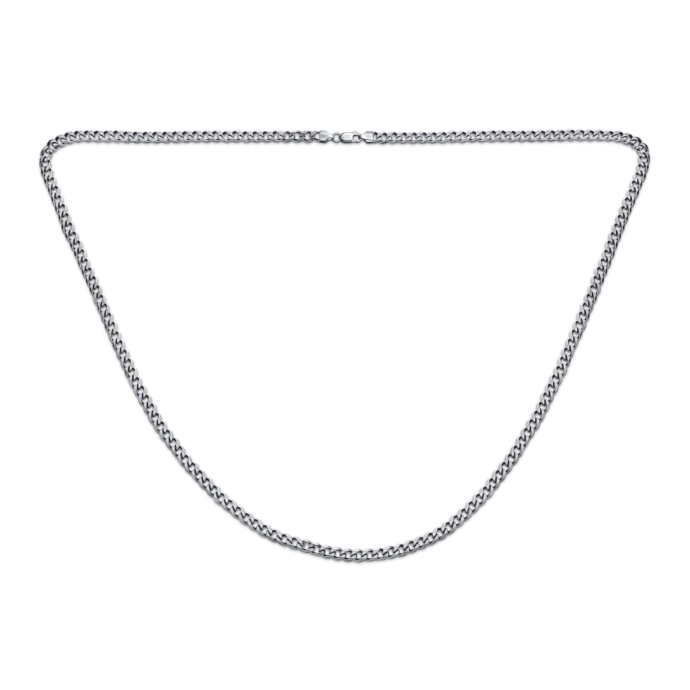 Bling Jewelry Mens Solid Sterling Silver 5MM Curb Cuban Chain Necklace for Men Nickel-Free Italy Made